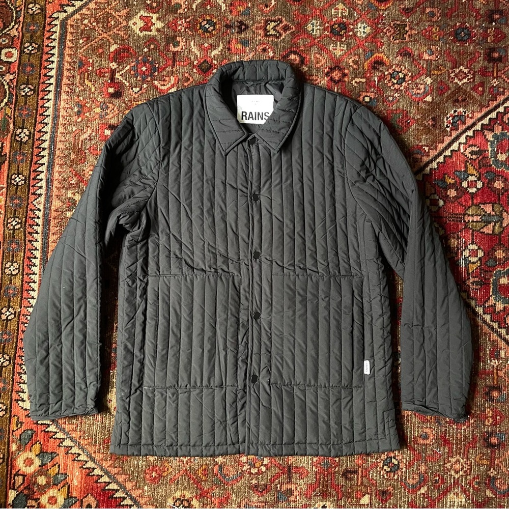 RAINS Black Quilted Puffer Shirt Jacket